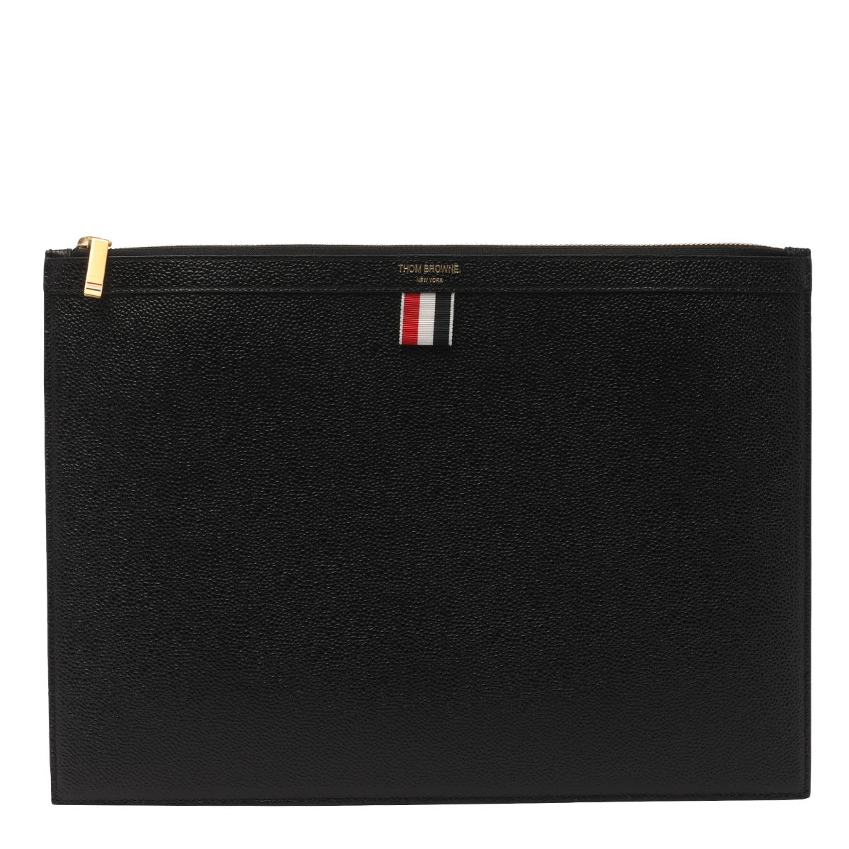 Shop Thom Browne Medium Document Holder With Iconic Logo In Black