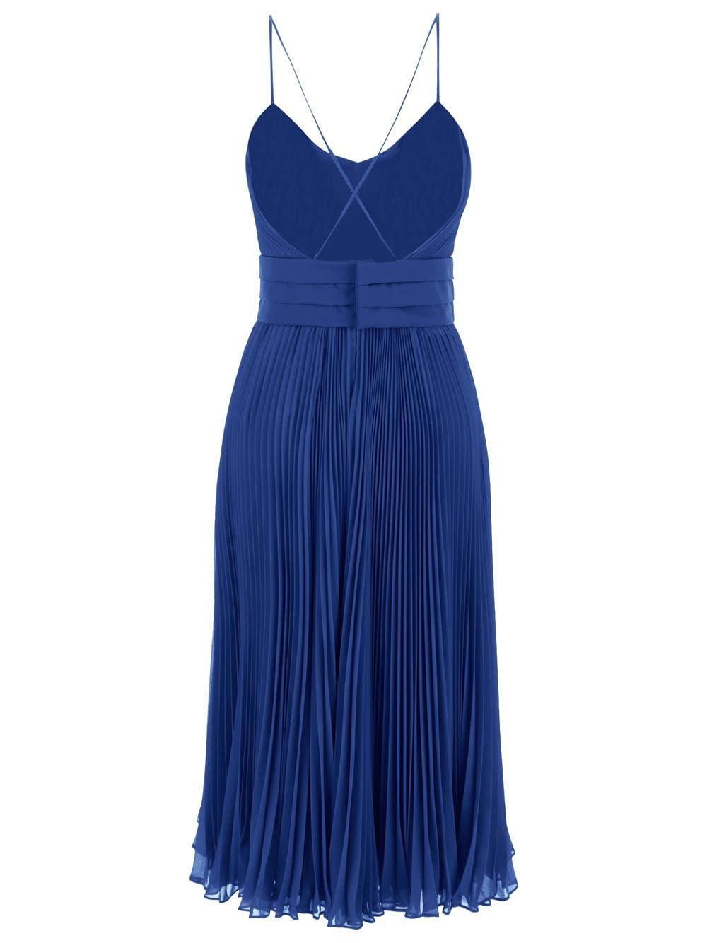 Shop Max Mara Plisse Midi Dress In Blue