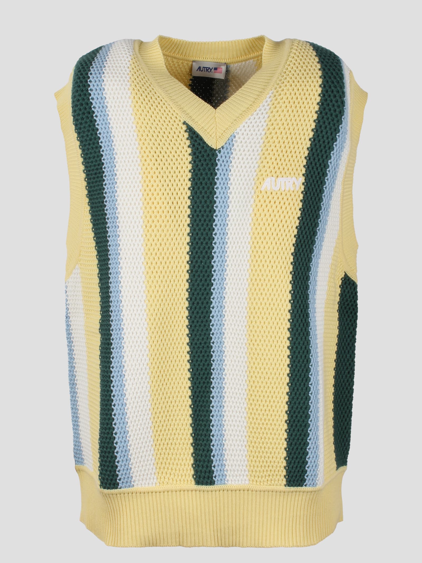 Shop Autry Cotton Knit Vest In Multicolour