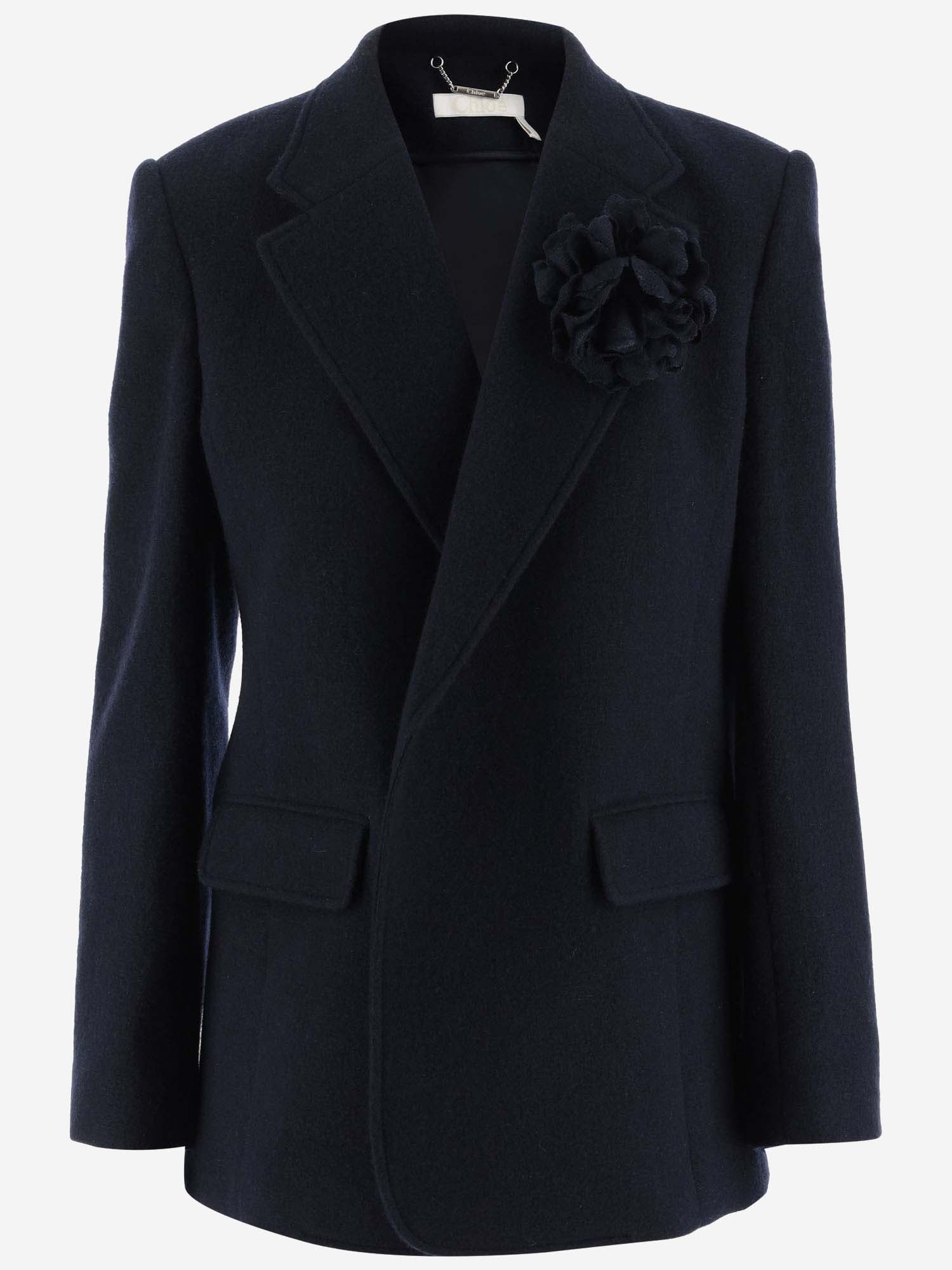Chloé Wool And Cashmere Blend Jacket In Abyss Blue