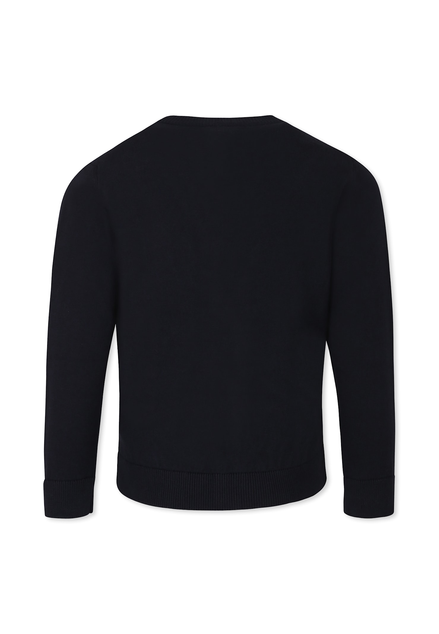 Emporio Armani Blue Cardigan For Boy With Logo In Black