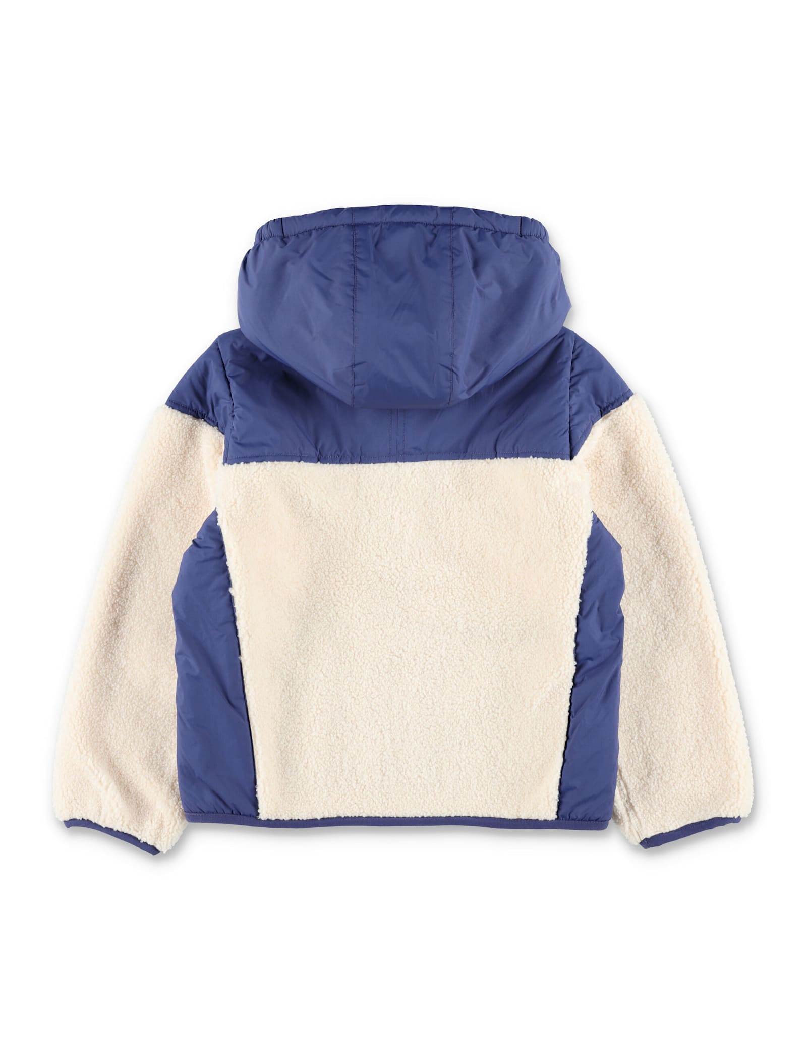 K-way Blue Samson Faux Fur Coat For Kids With Logo In Animal Print