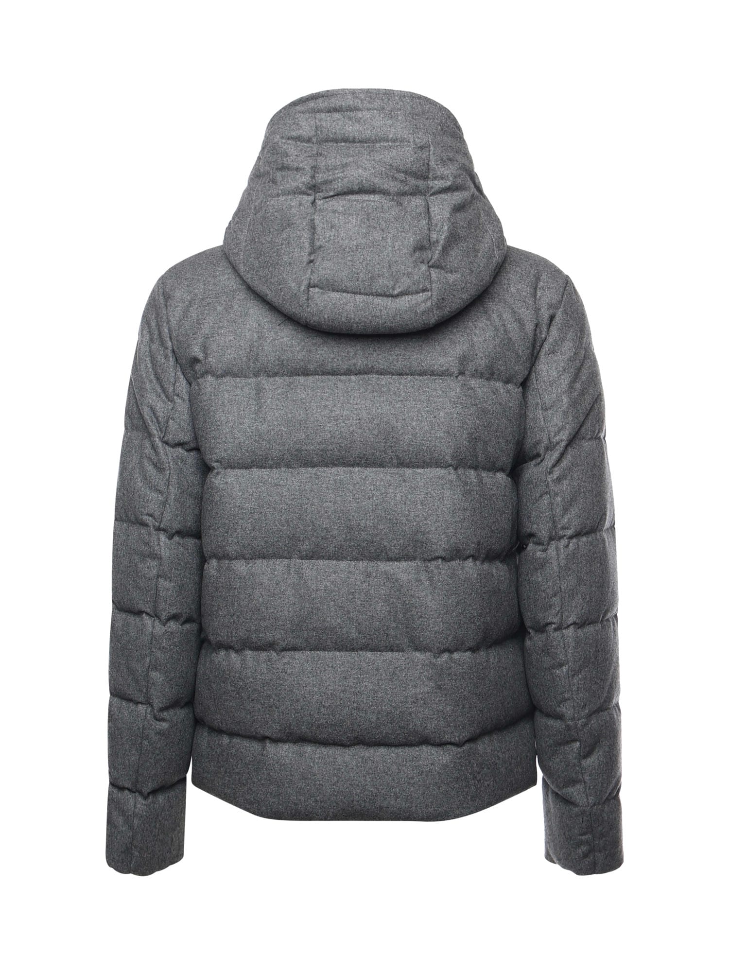 Fay Double-front Down Jacket In Carded Wool Flannel In Gray