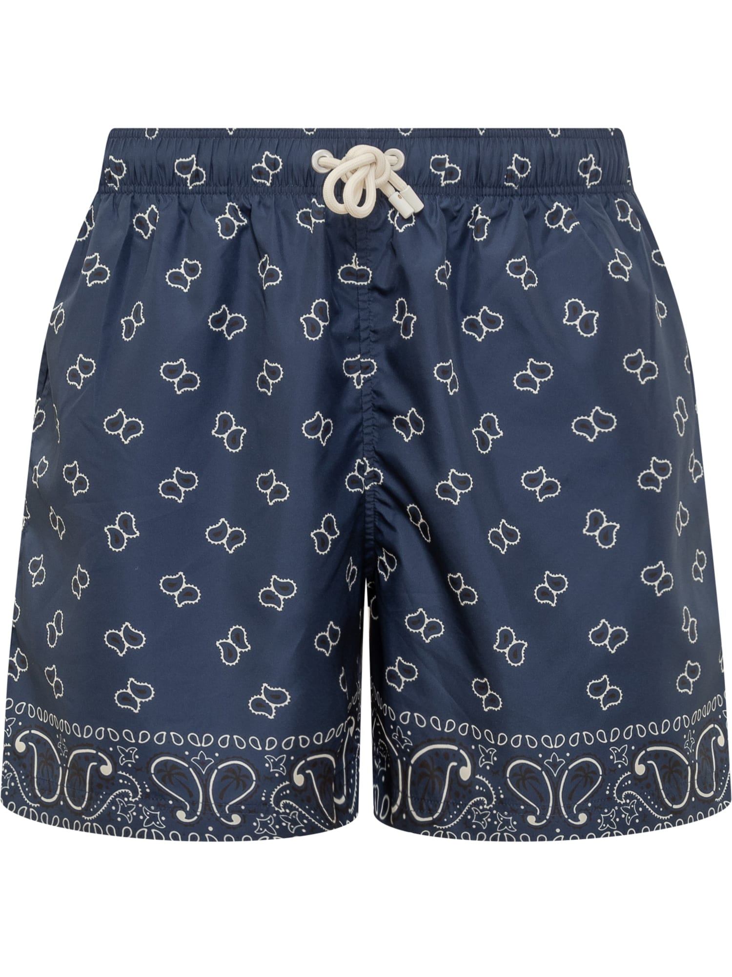 PALM ANGELS SWIM SHORTS WITH BANDANA MONOGRAM