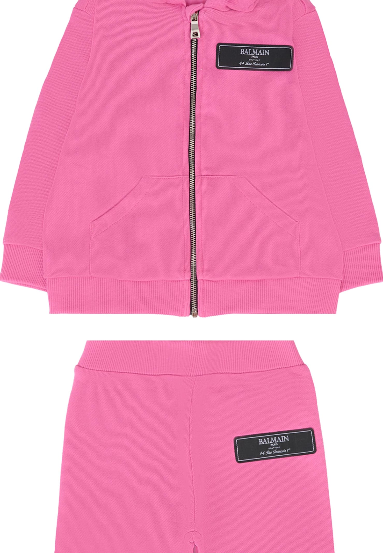 Balmain Fuchsia Suit For Baby Girl With Logo In Pink