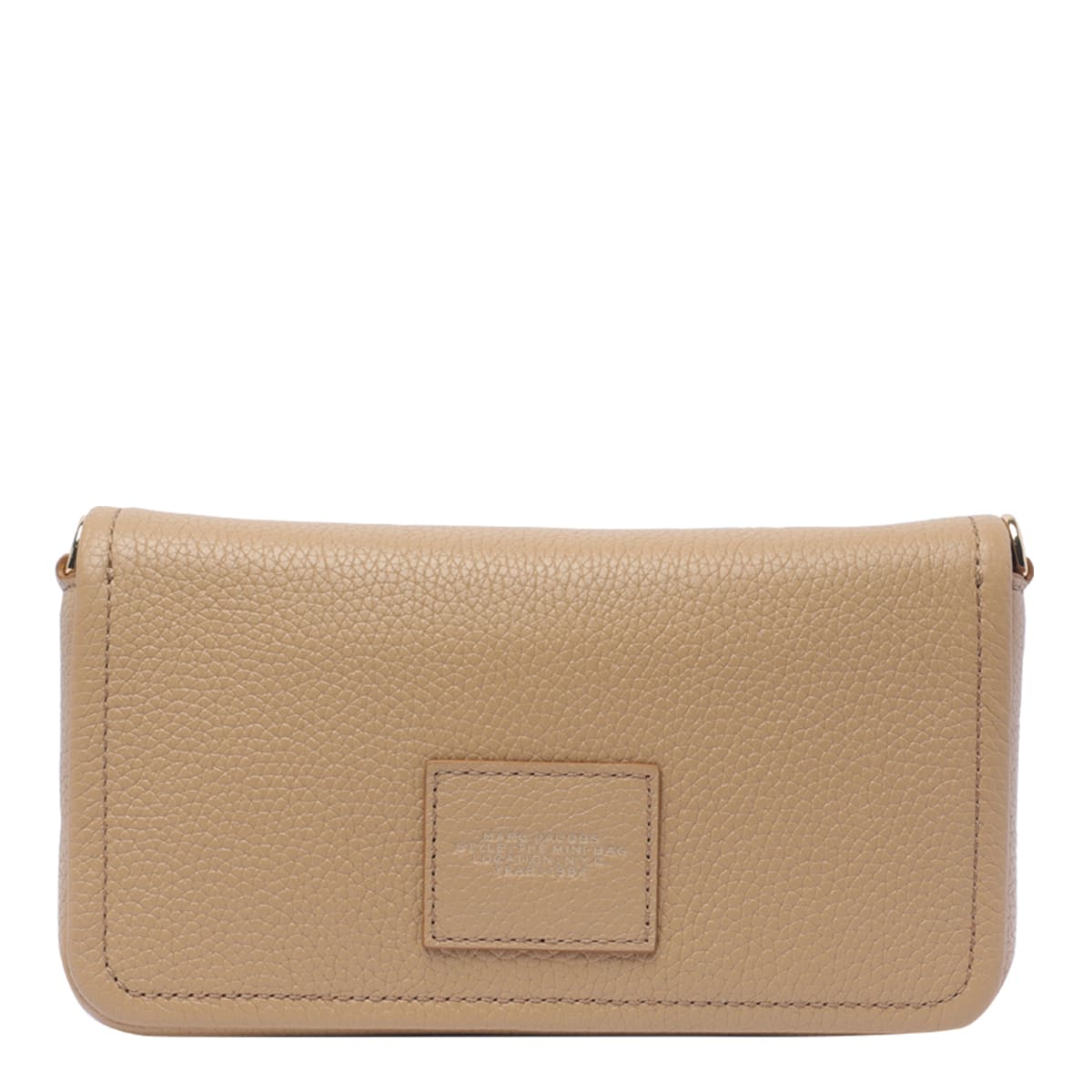 Marc Jacobs Brown Leather Shoulder Bag With Textured Finish In Beige