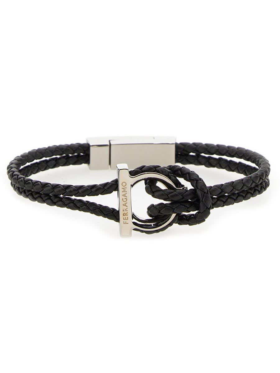 Ferragamo Gancini Braided Leather Bracelet