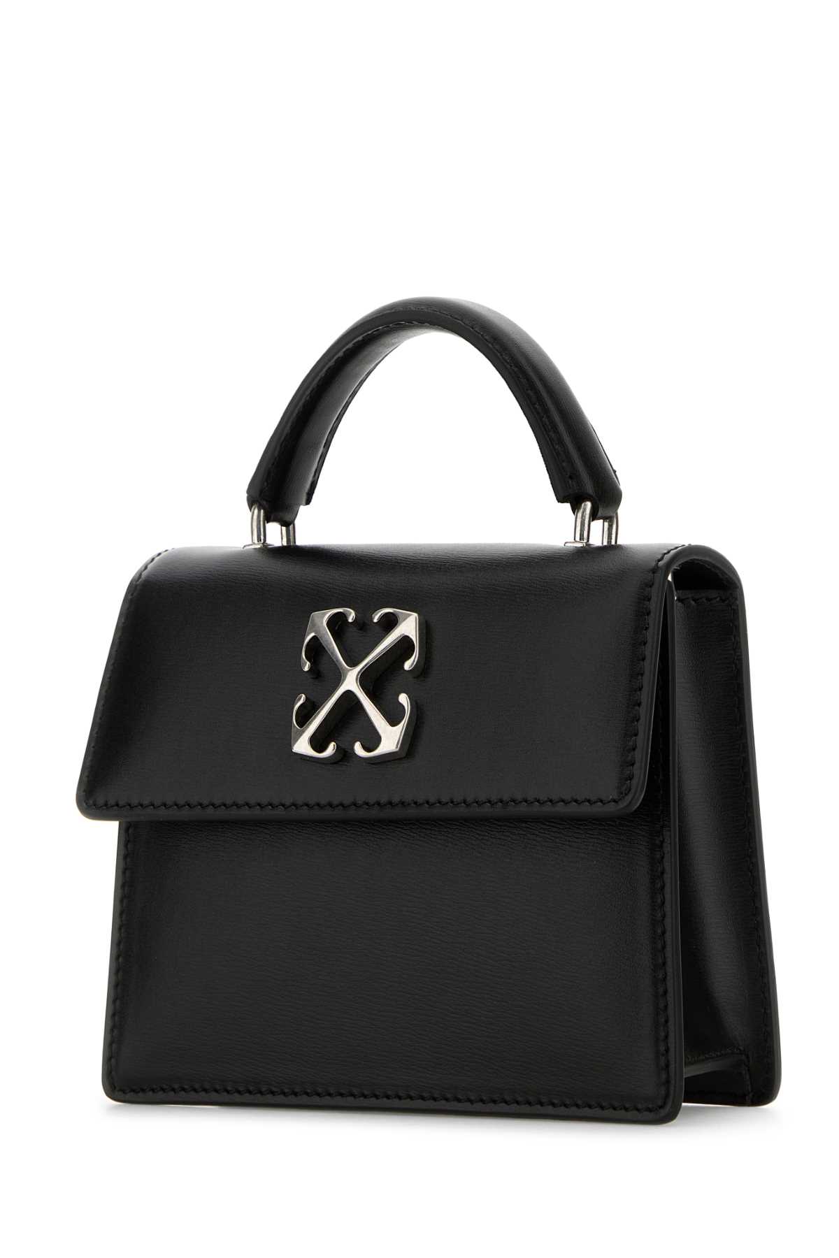 Shop Off-white Black Leather Jitney Handbag In Blacksil