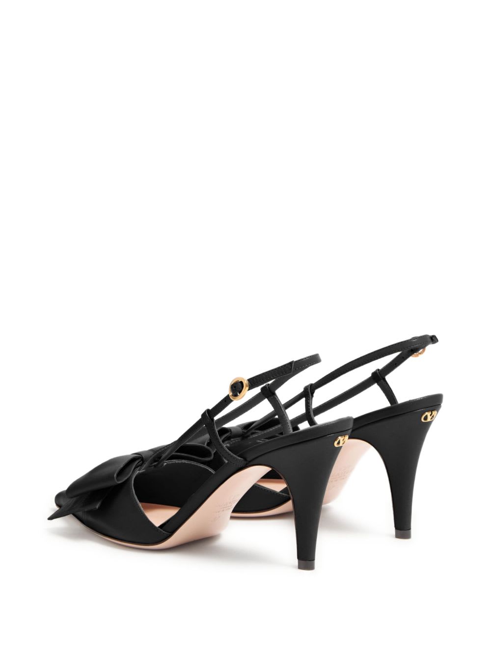 Valentino Bowow Leather Slingback Pumps In Black