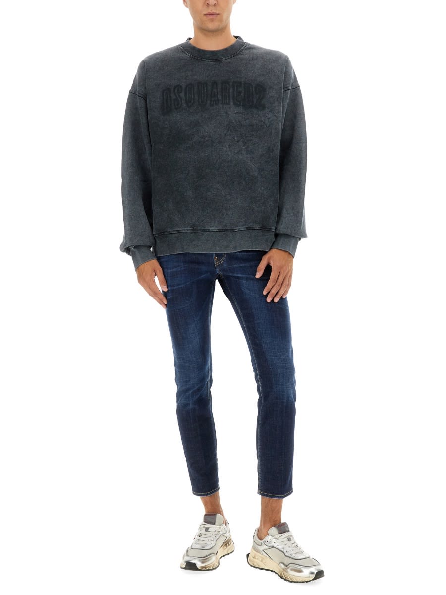 Dsquared2 Washed Black Long-sleeve Sweatshirt In Blue
