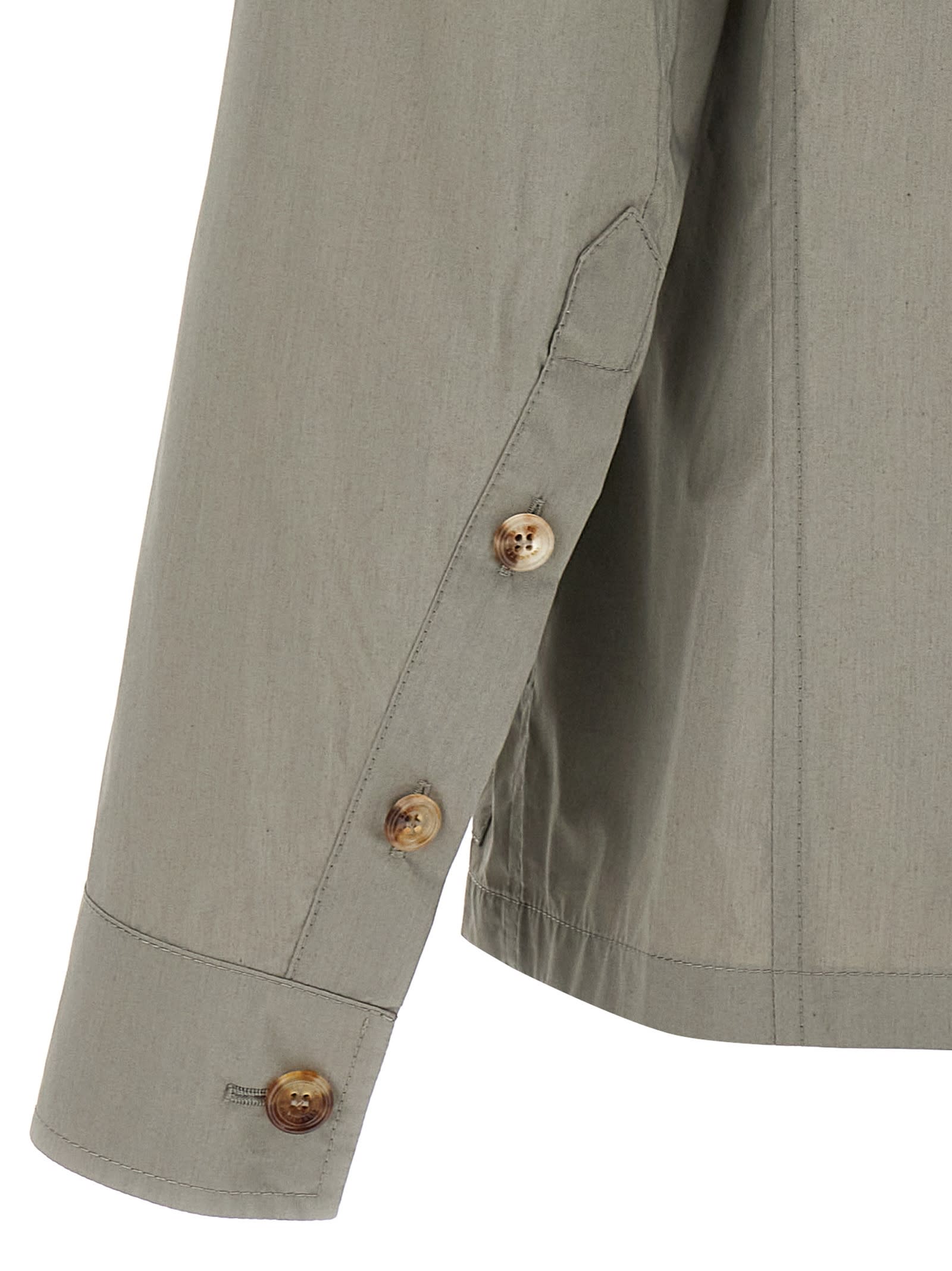 Brunello Cucinelli Waterproof Beige Techno Cotton Jacket In Green