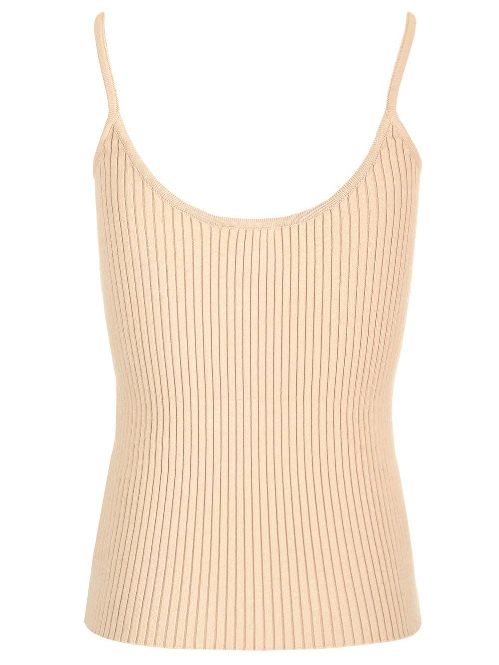 Courrèges Ribbed Tank Top In Brown