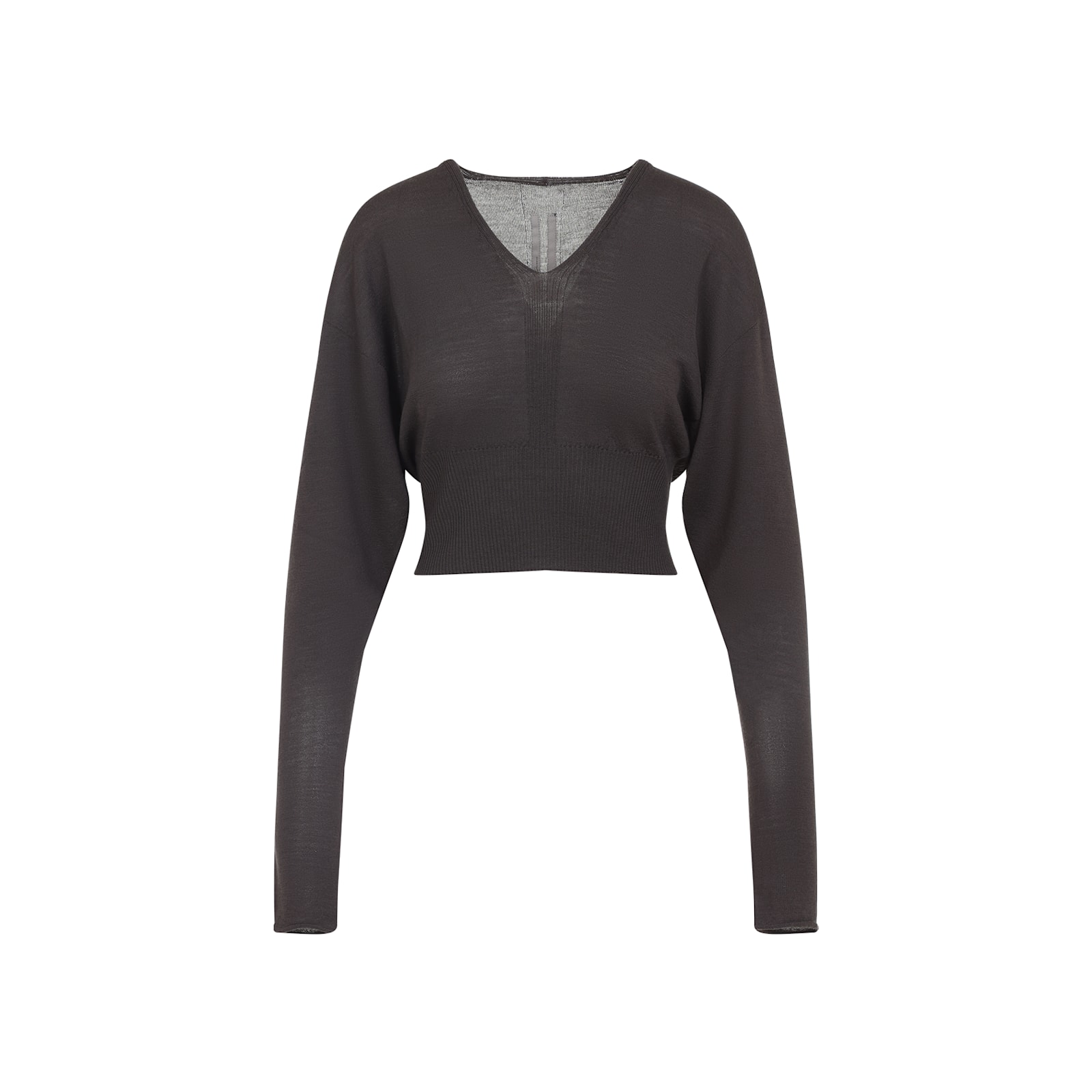 Rick Owens Cropped Virgin Wool Pullover V-neck In Black