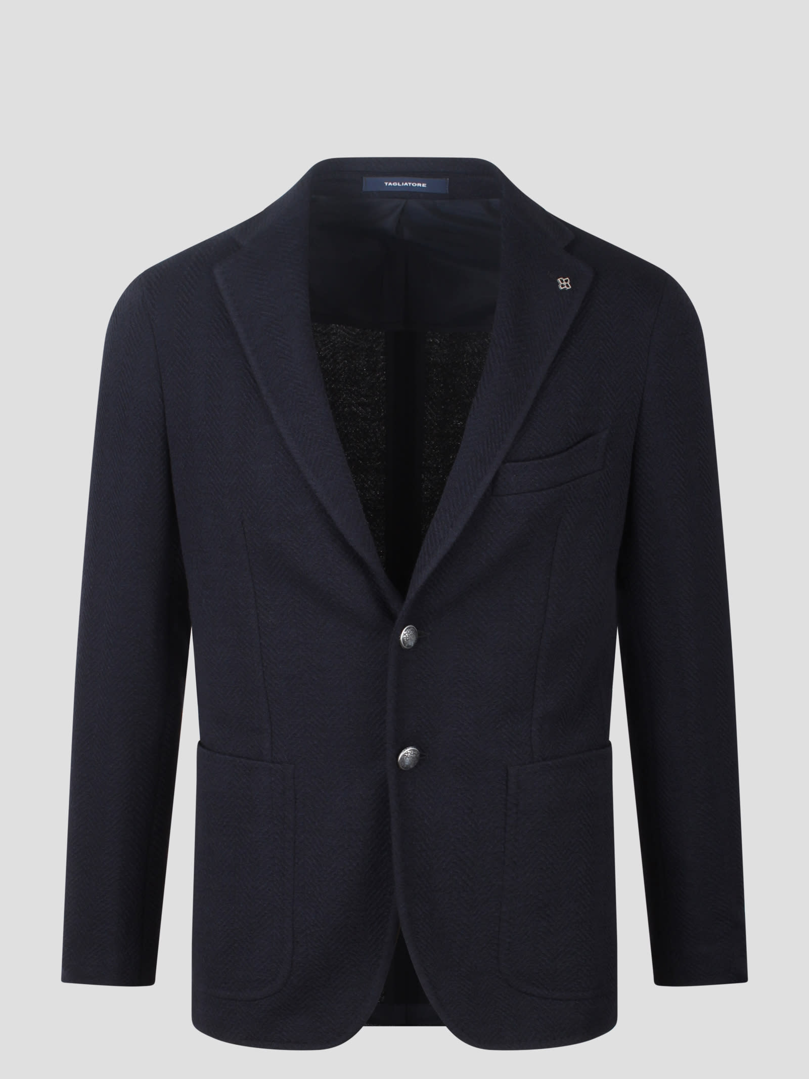 Shop Tagliatore Harris Tweed Blazer In Blue