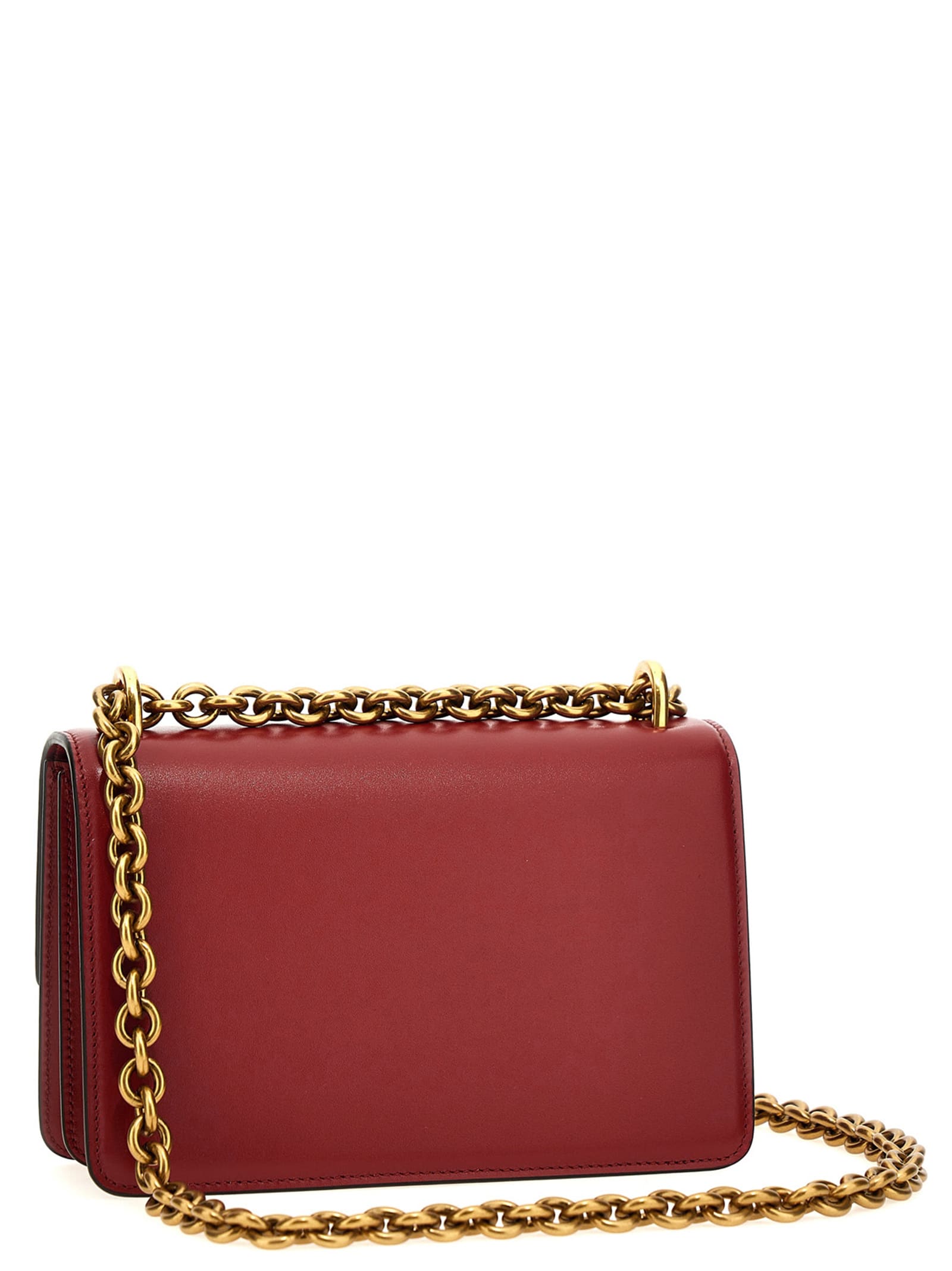 Valentino Garavani Vain Vlogo Leather Shoulder Bag In Red