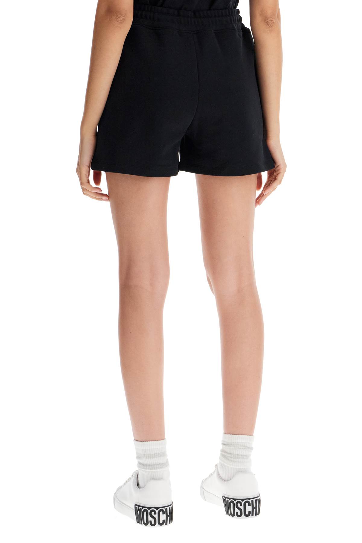 Shop Moschino Teddy Bear Sports Shorts In Multi Black (black)