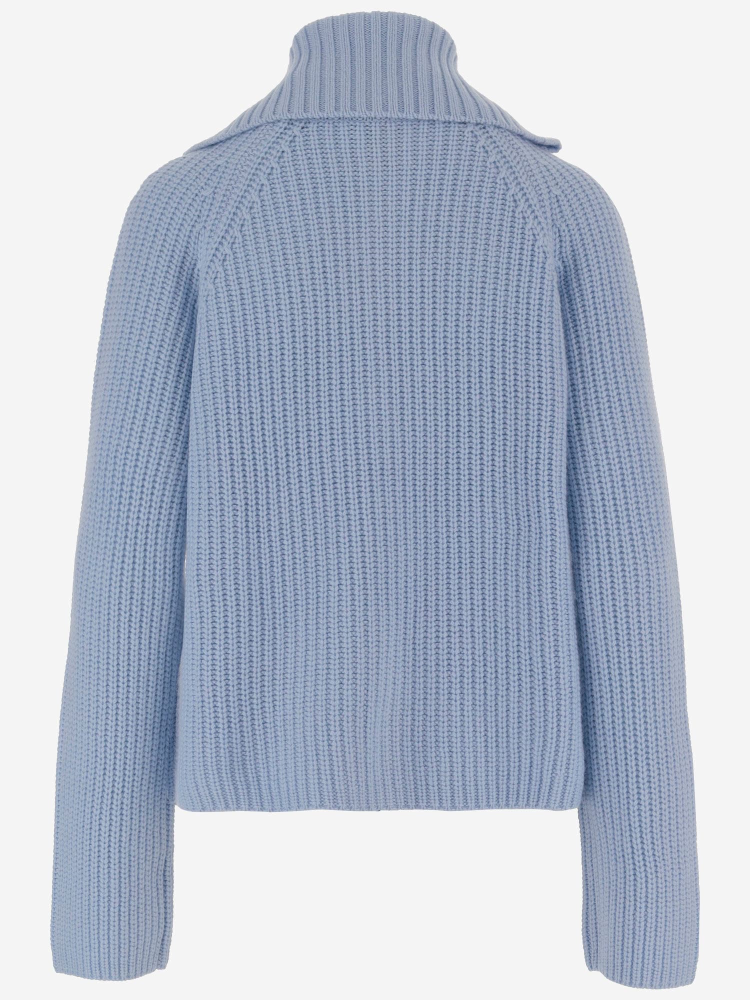 Allude Wool And Cashmere Zip-up Sweater In Blue