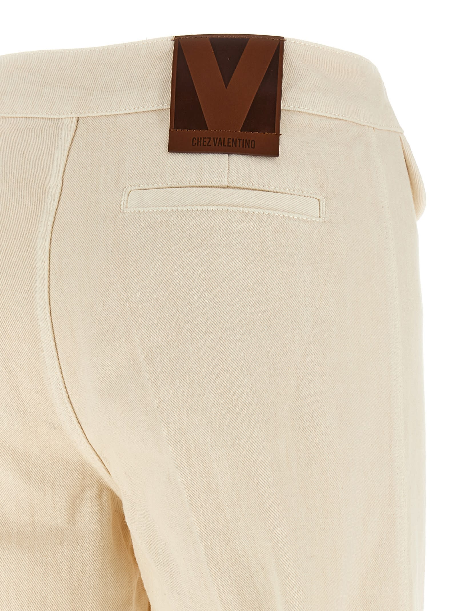 Valentino Vgold Low-rise Wide-leg Jeans In White