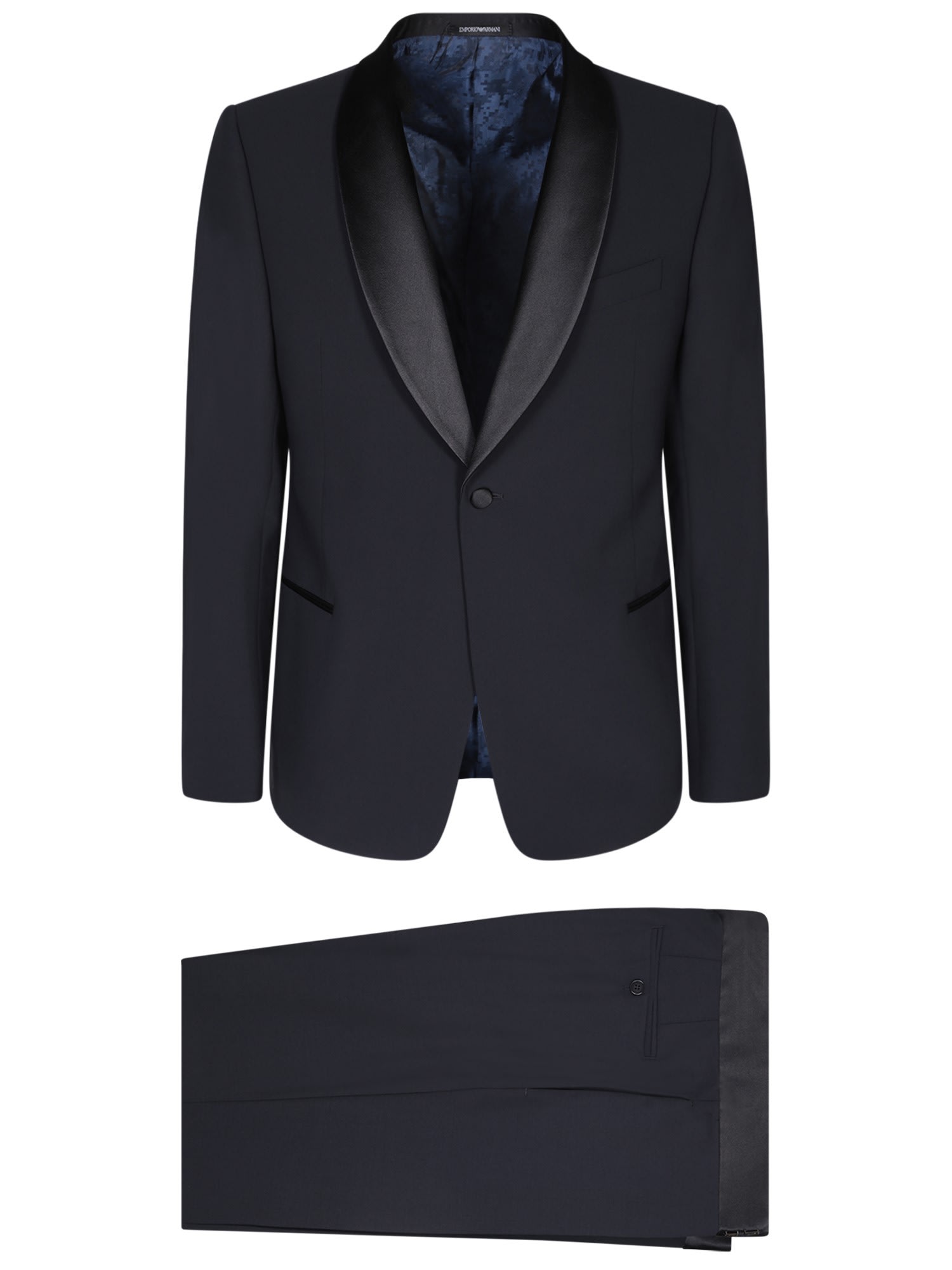 Emporio Armani Single-breasted Black Suit In Blue