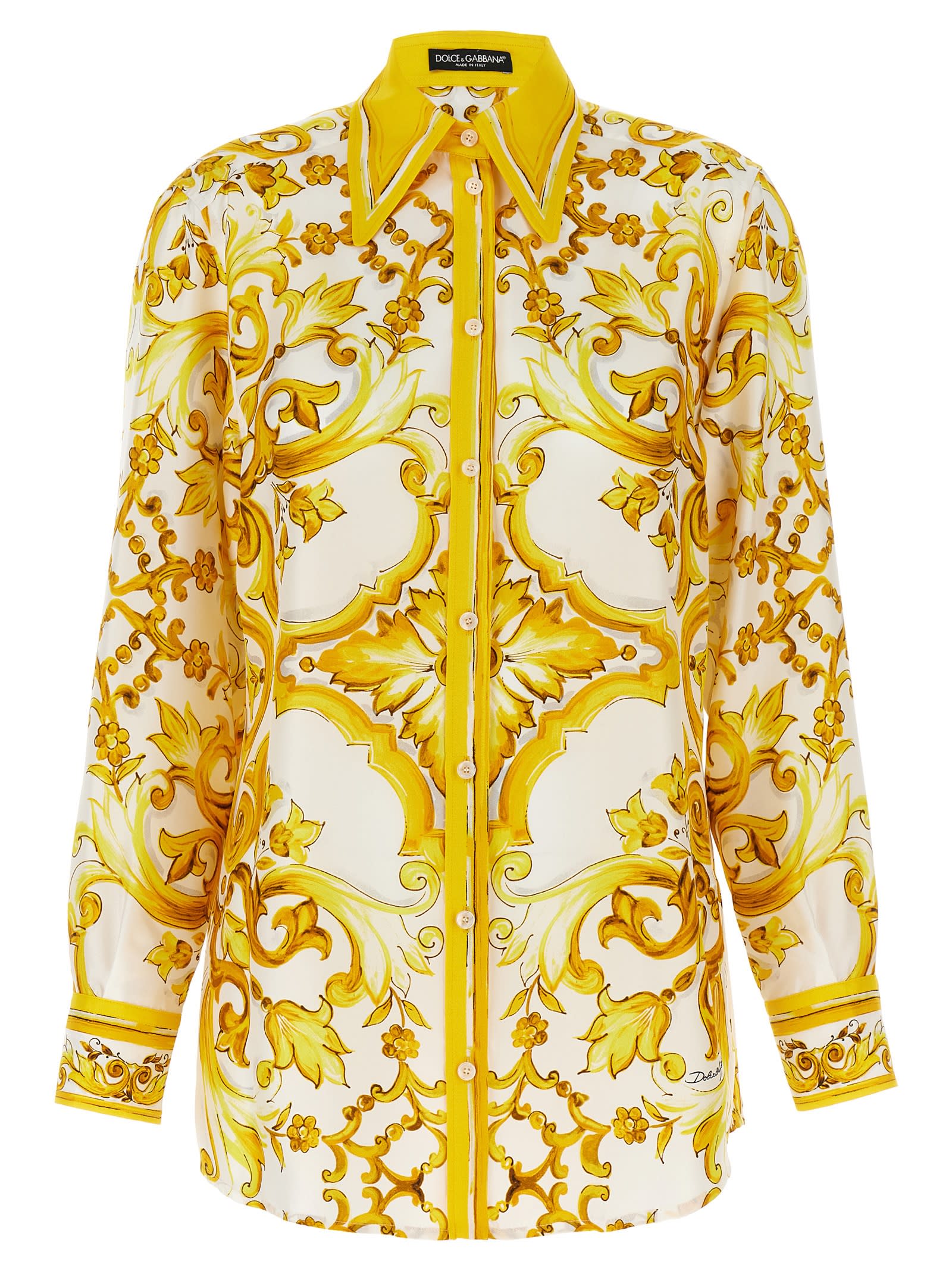 Shop Dolce & Gabbana Silk Shirt In Yellow