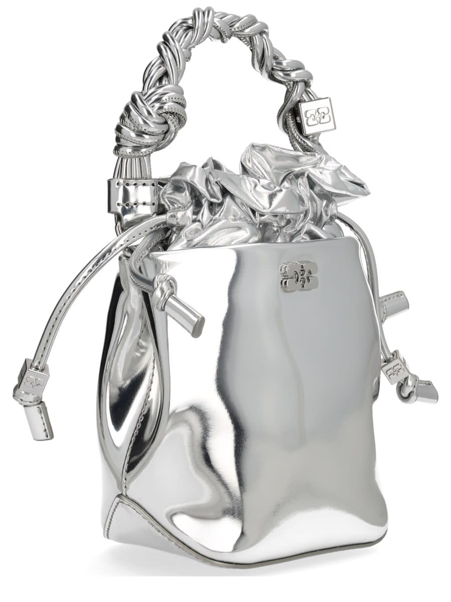 Ganni Bou Bucket Mini Bag In Silver