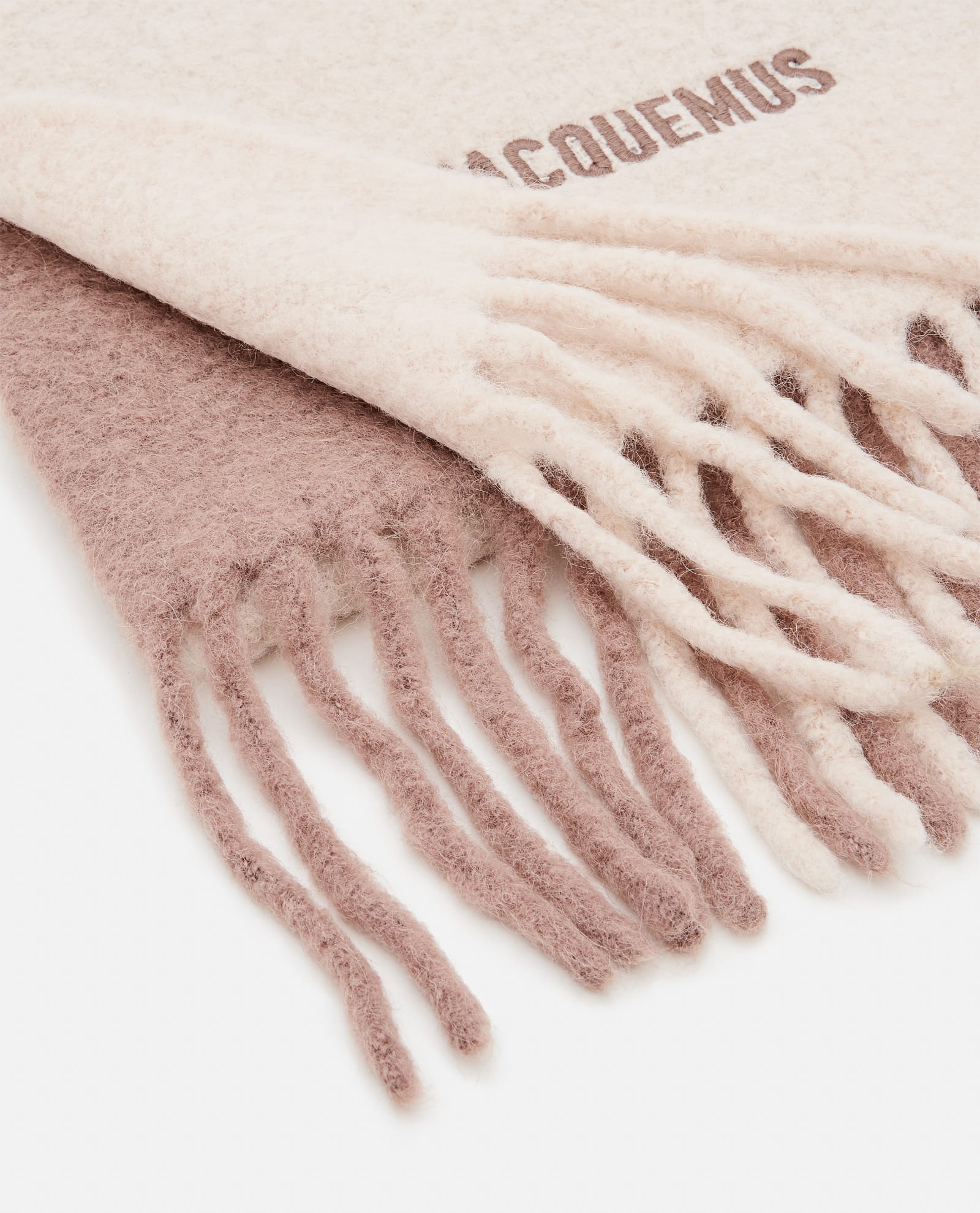 Shop Jacquemus Lecharpe Moisson Alpaca Fringe Scarf In Beige