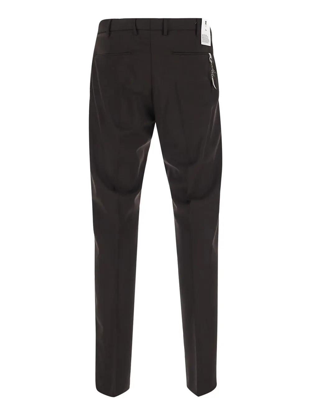 Shop Pt Torino Wool Trousers In Dark Brown