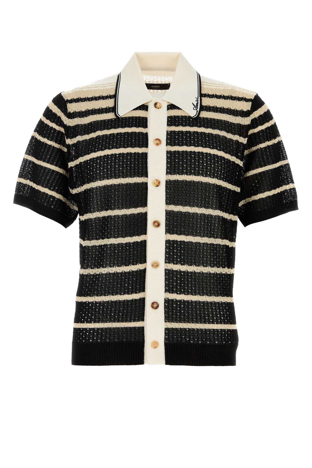 Amiri Embroidered Crochet Cardigan In Black