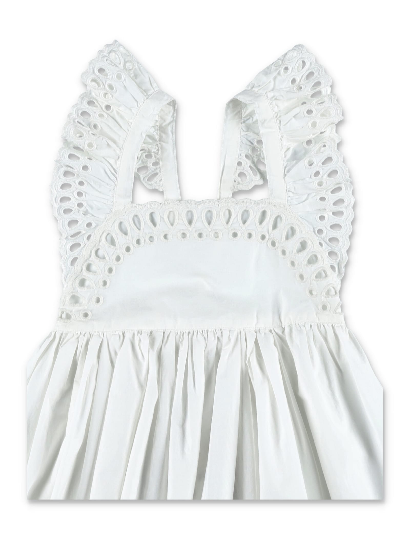 Shop Stella Mccartney Broderie-anglaise Dress In Bianco