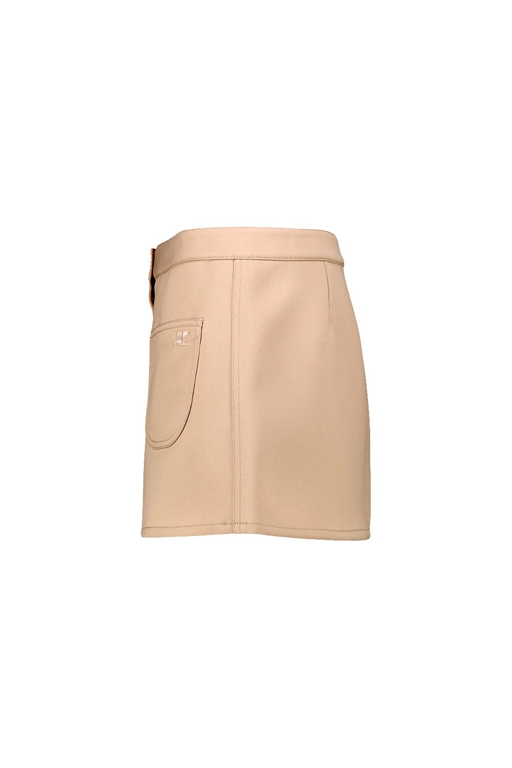 Shop Courrèges Mini Skirt 2-pocket Twill In Sand