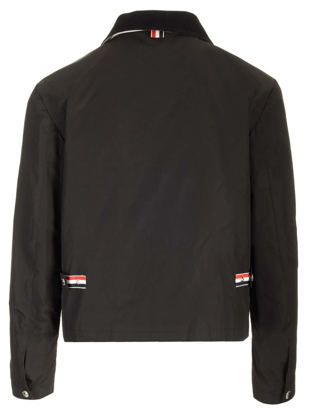 Thom Browne Rwb Stripe Zip-up Padded Jacket In Black