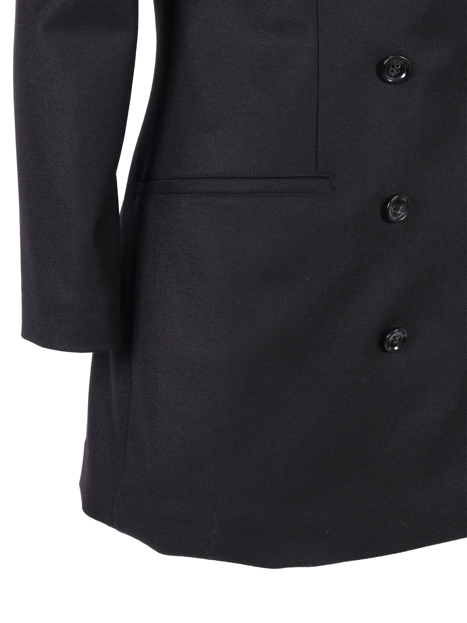 Alberta Ferretti Double-breasted Virgin Wool Jacket With Deep V-neckline In Black