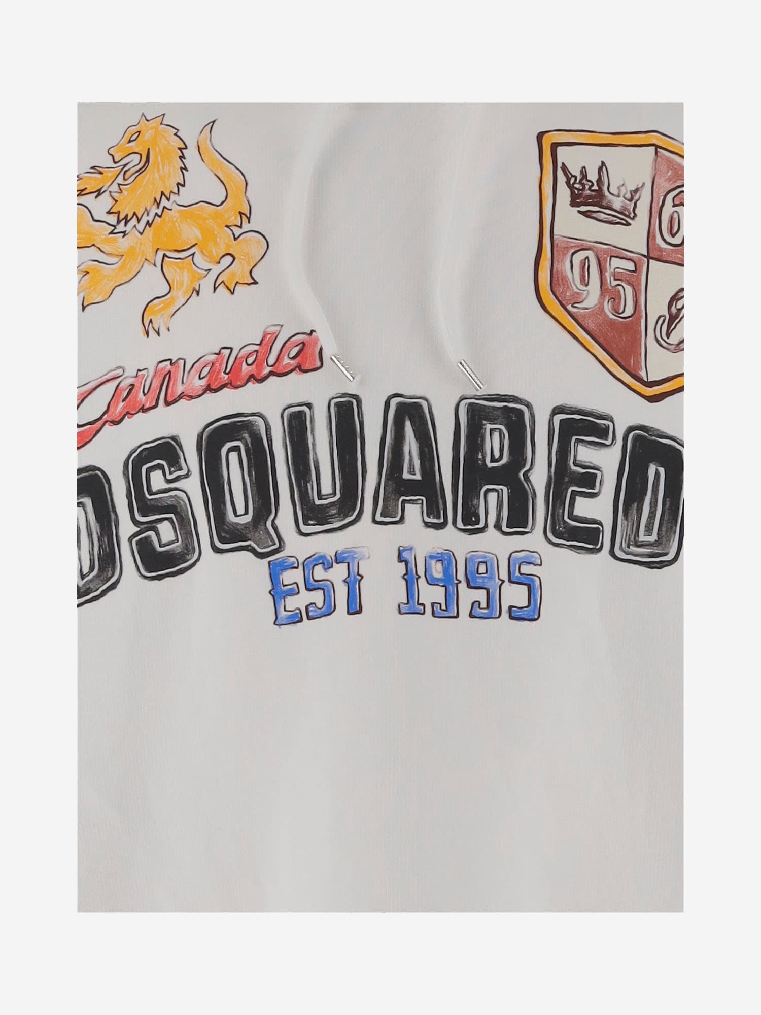 Dsquared2 Cotton Sweatshirt With Adjustable Hood And Logo Print In White