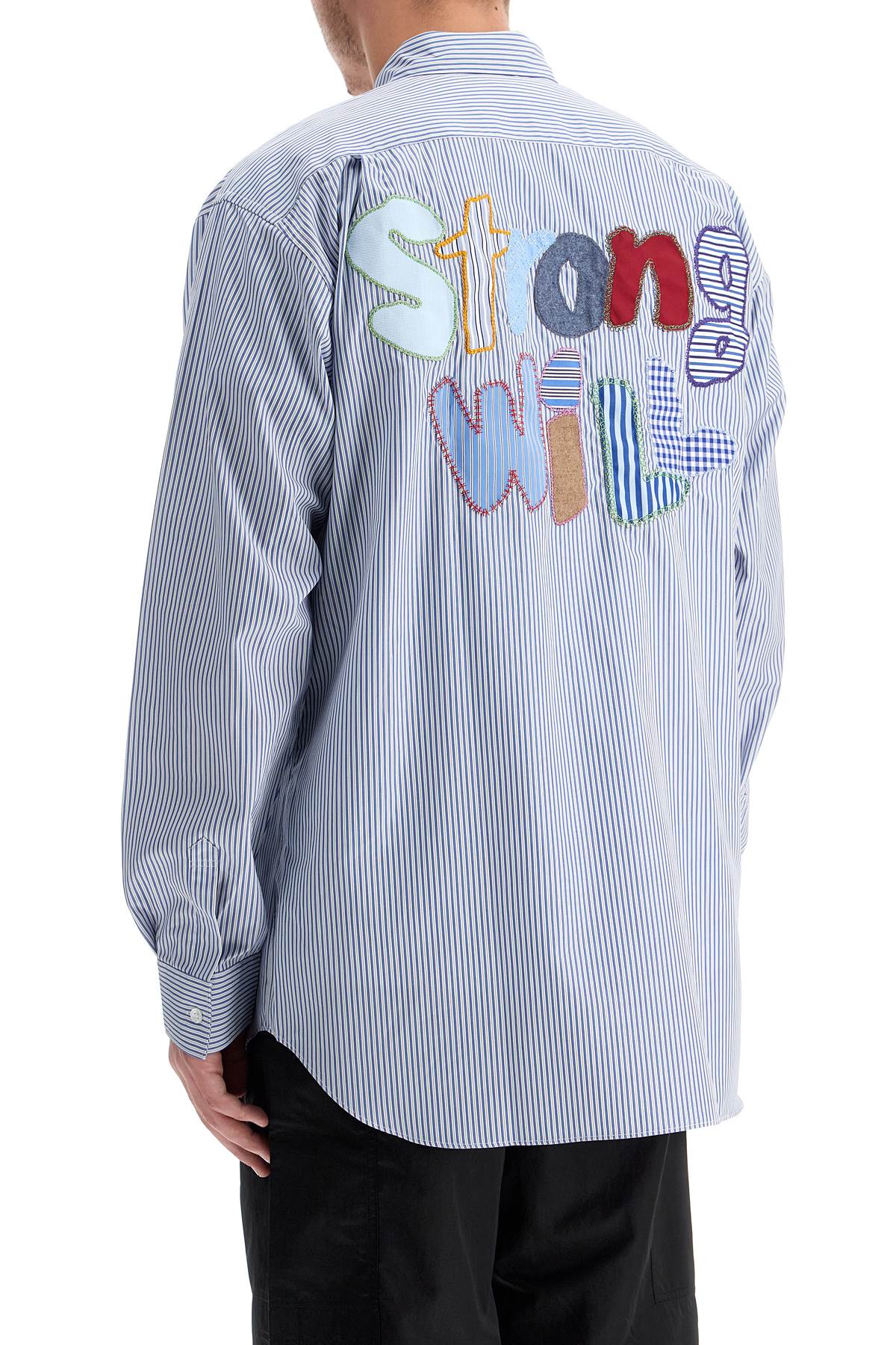 Shop Comme Des Garçons Shirt Strong Will Striped In Stripe (blue)