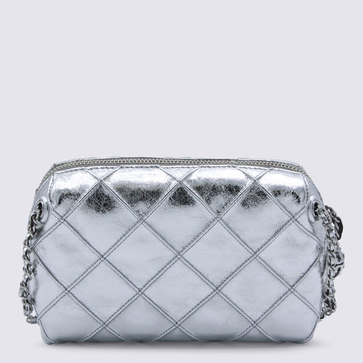 Tory Burch Silver Leather Crossbody Bag In Silver