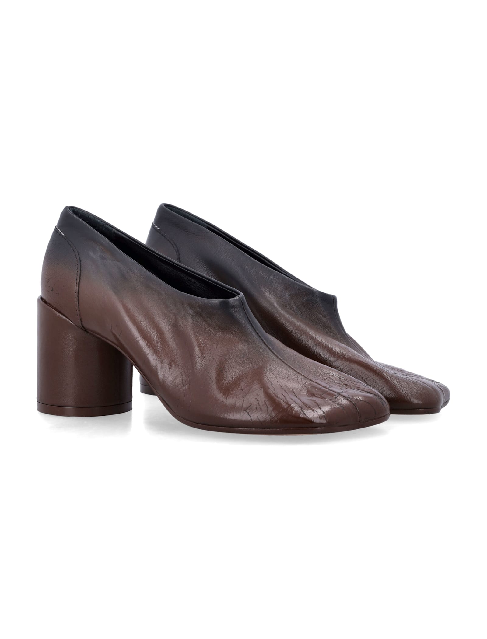 Mm6 Maison Margiela Ombré Leather Anatomic Block-heel Pumps In Brown