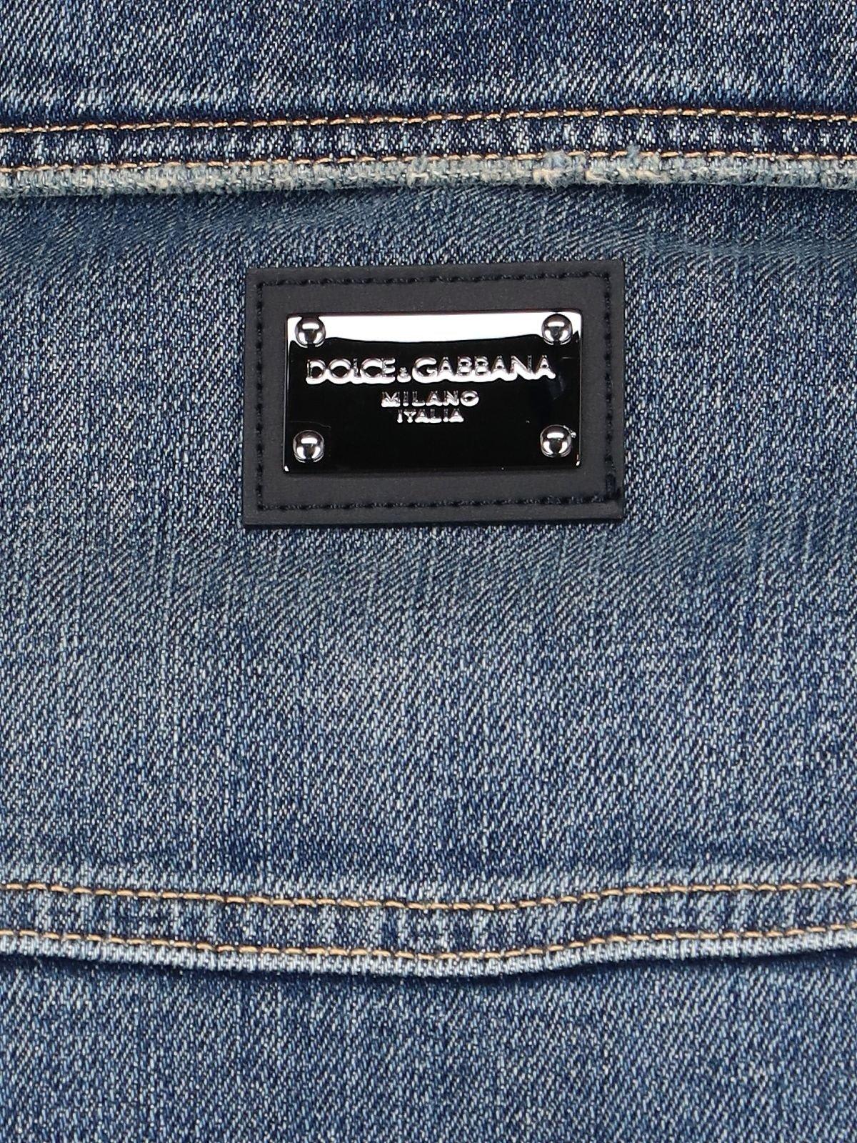 Shop Dolce & Gabbana Collared Button-up Denim Jacket In Blue