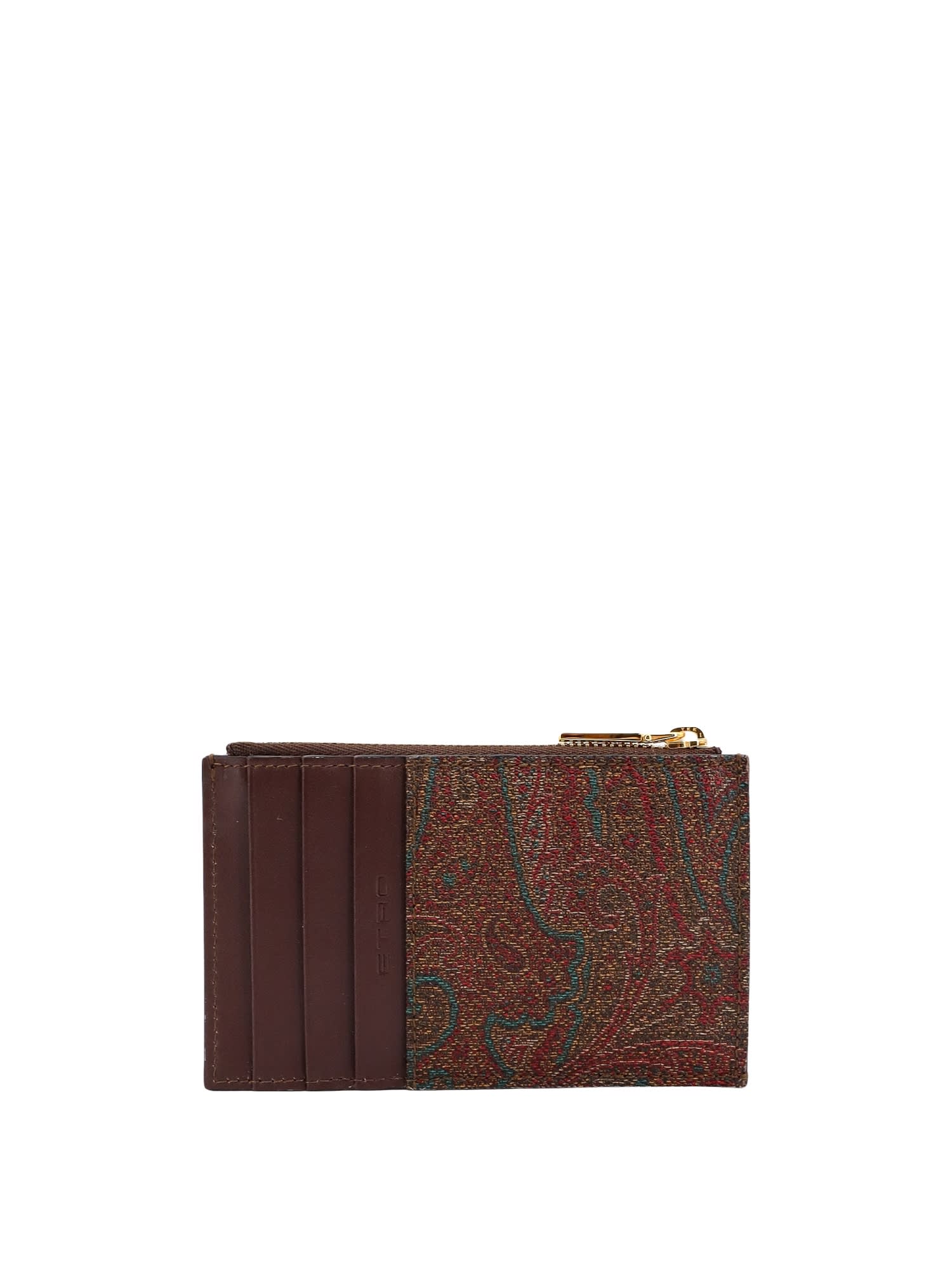 Shop Etro Card Holder In Brown