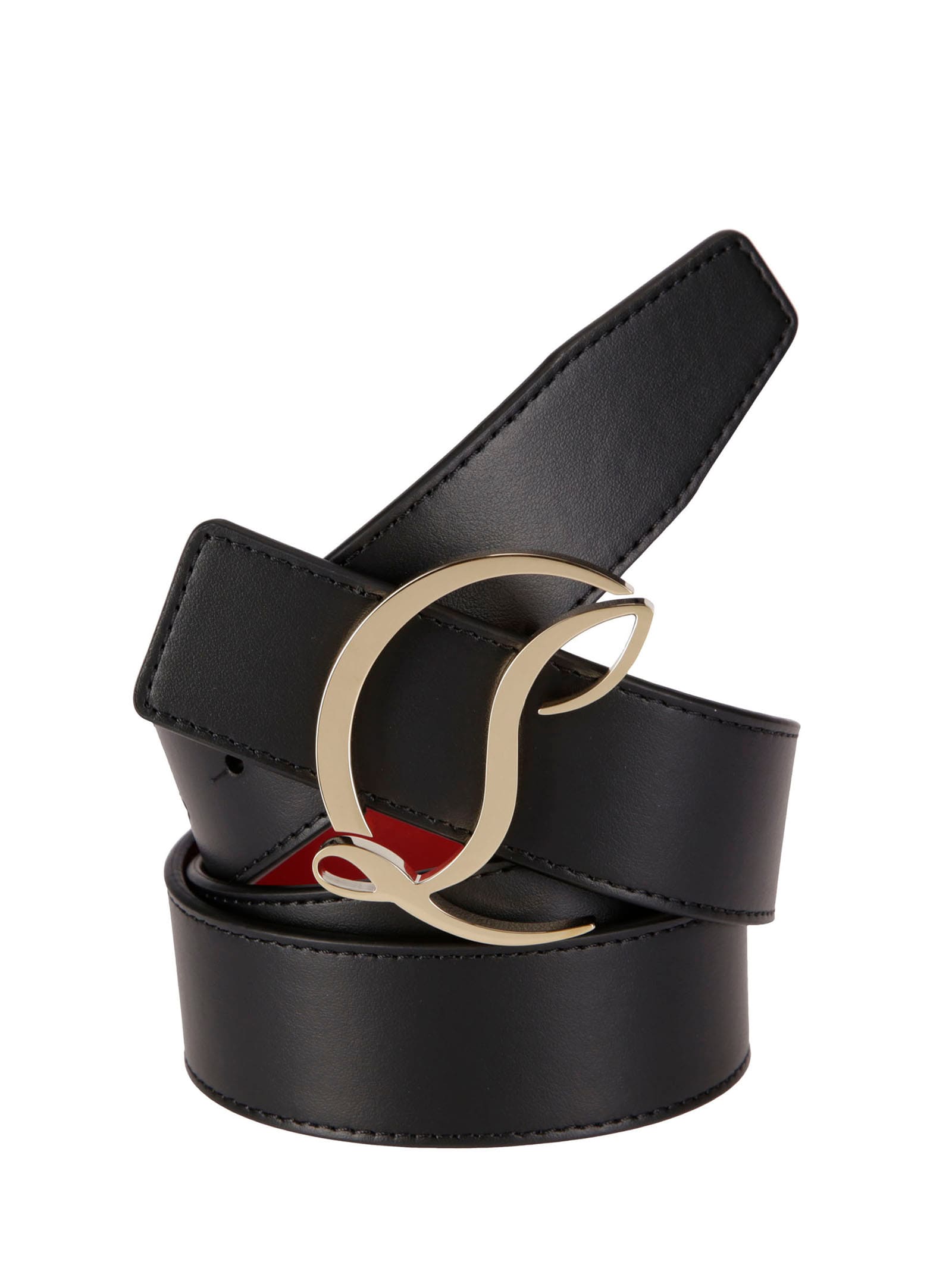 Shop Christian Louboutin W Cl Logo Belt 35 In Black/gold