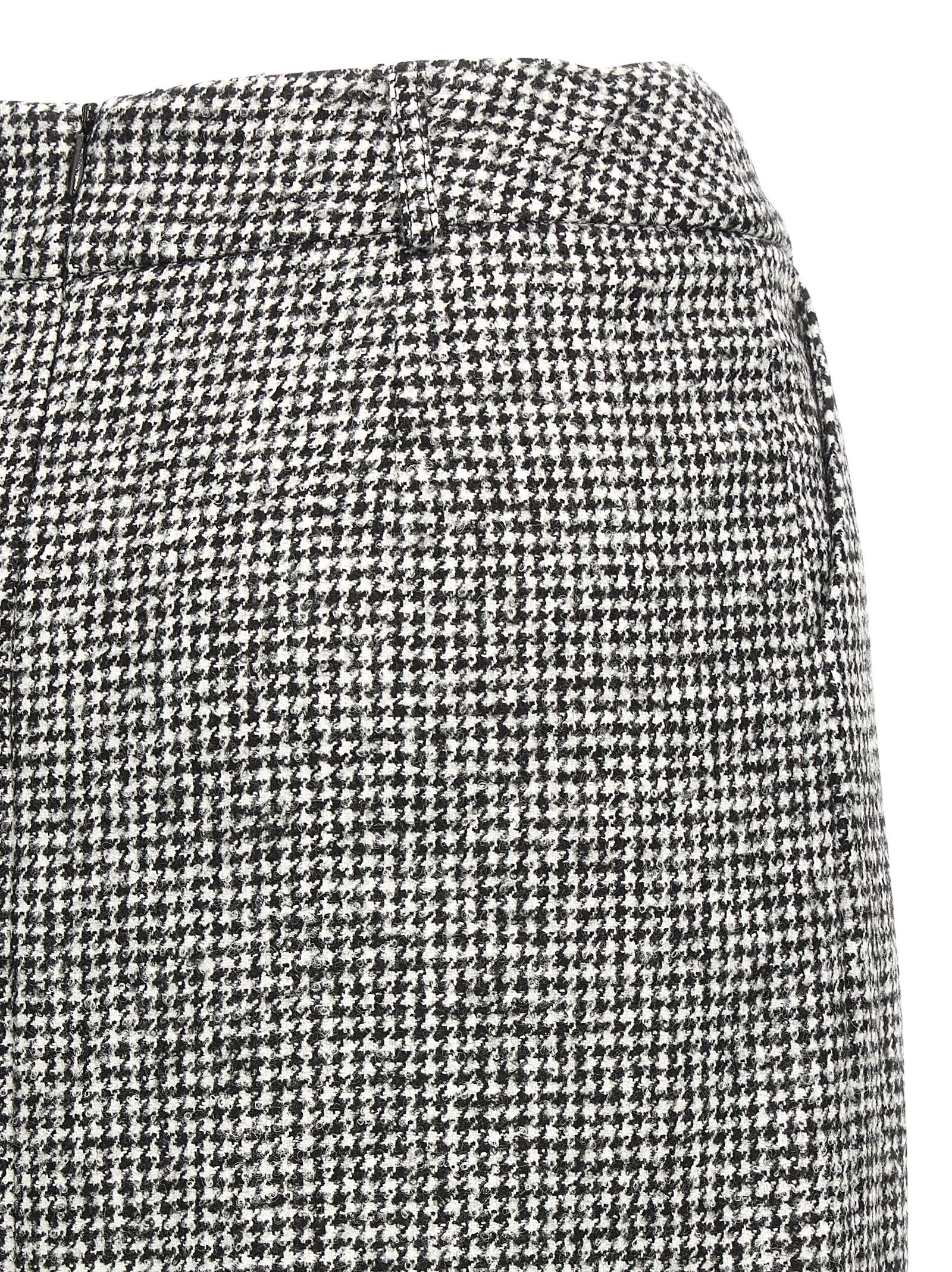 Ermanno Scervino Houndstooth Sheath Longuette Skirt With Back Split In Black