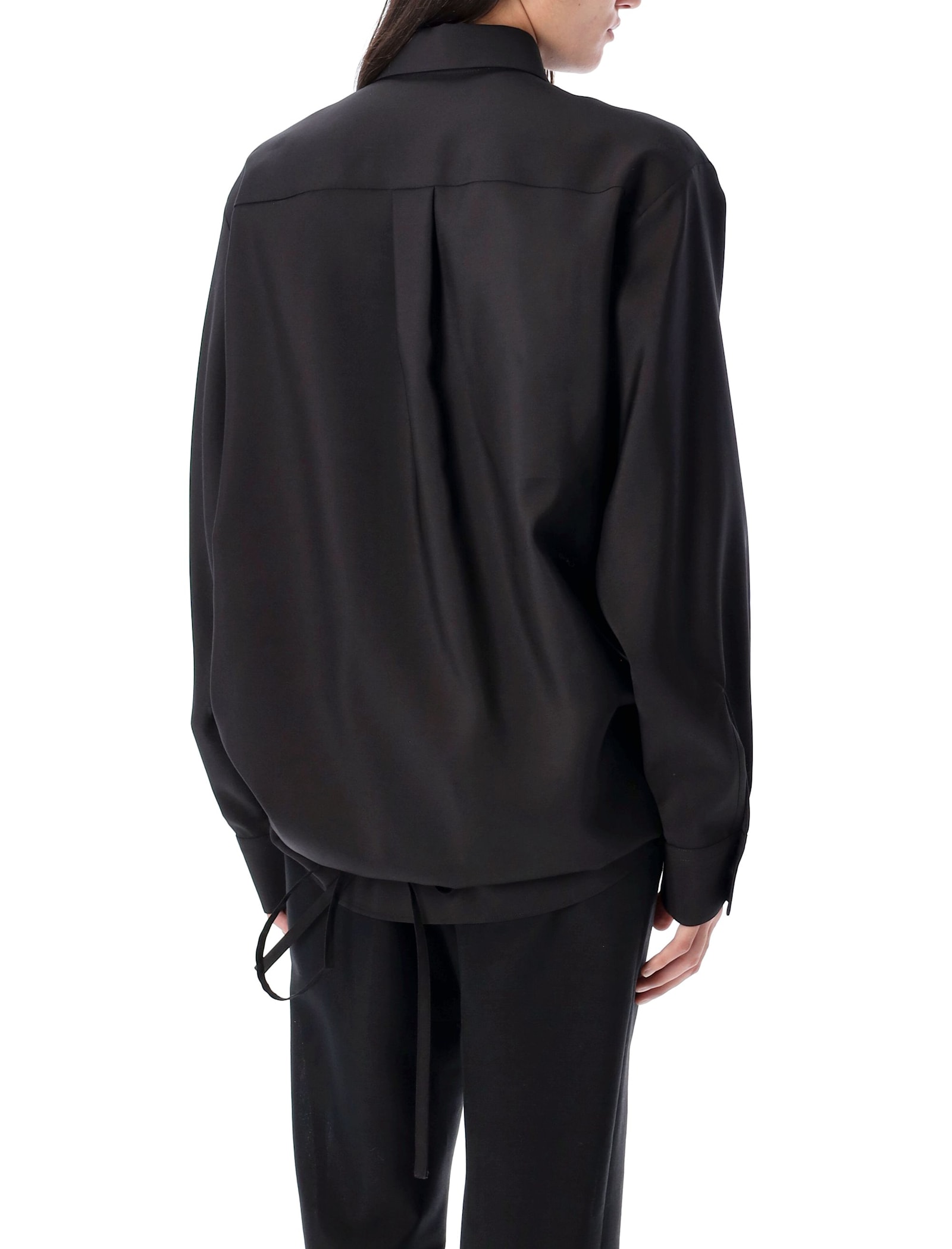 Shop Valentino Wrap Shirt Over In Nero