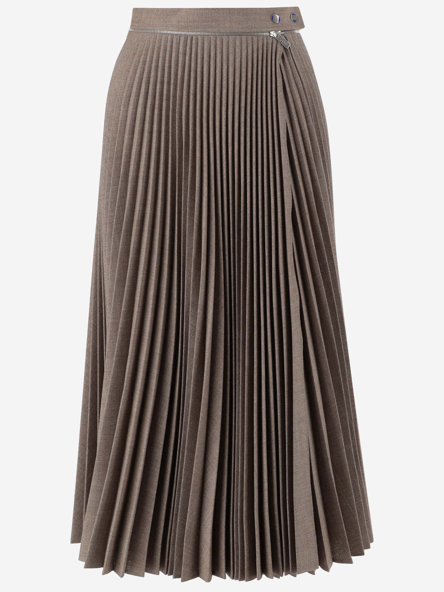 Wool Blend Pleated Skirt