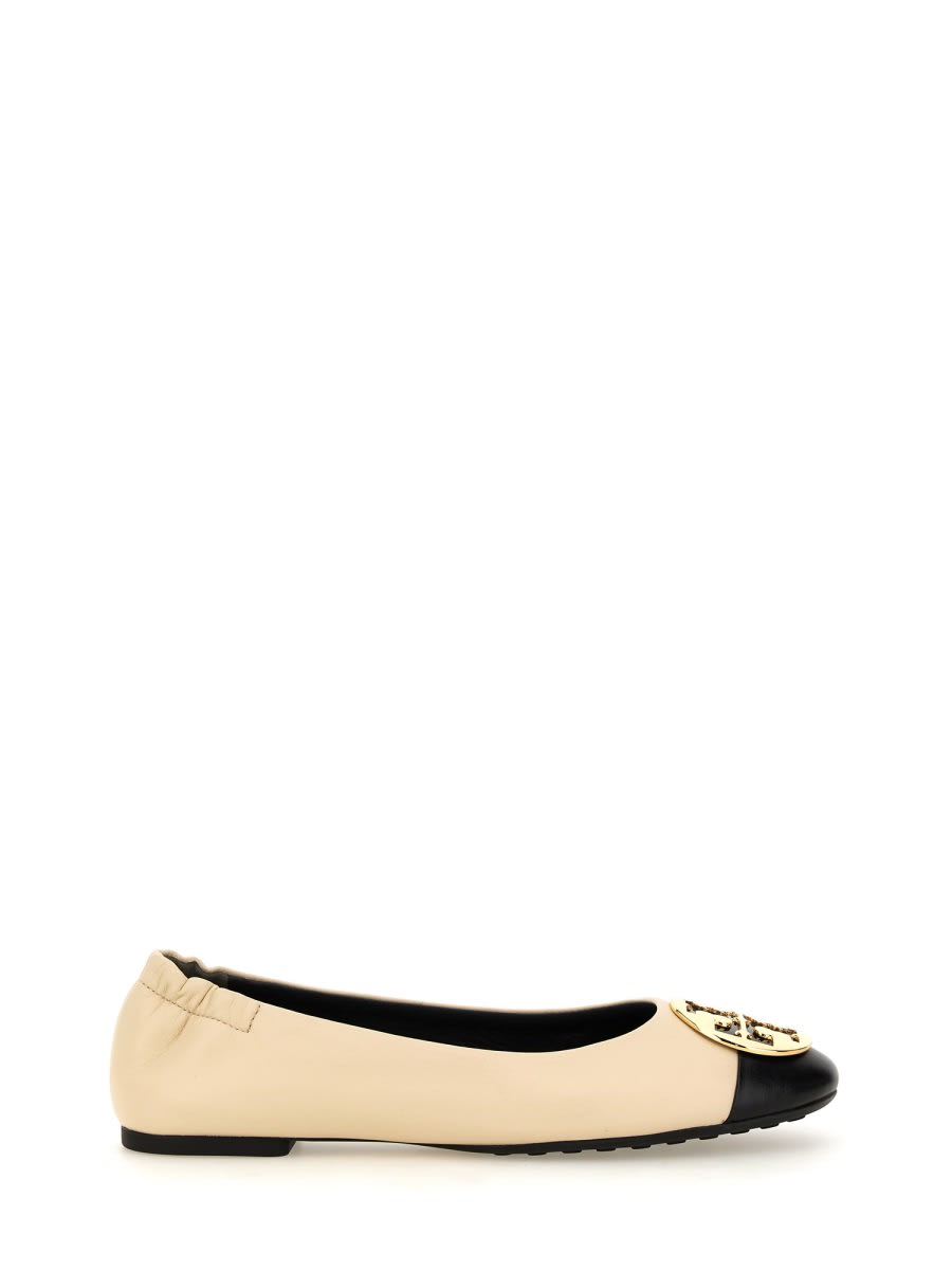 Shop Tory Burch Ballerina Claire Cap-toe In Ivory