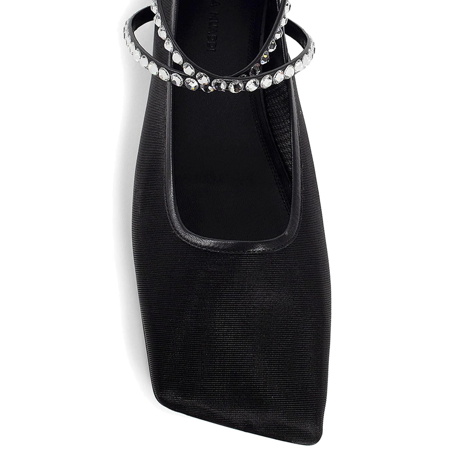 Amina Muaddi Ane Crystal-embellished Mesh Ballerina Shoes In Black