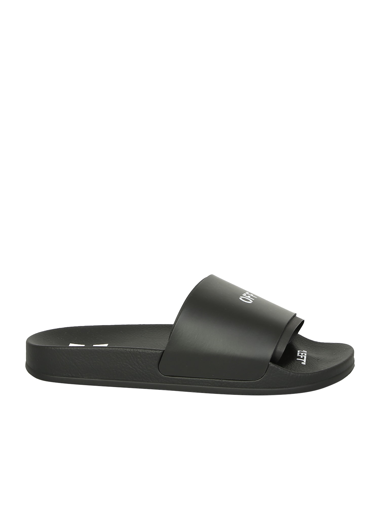Off-White Slides With Characteristic Arrows Motif Black