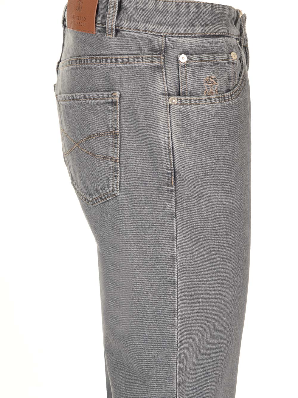 Shop Brunello Cucinelli Washed Gray Five-pocket Denim