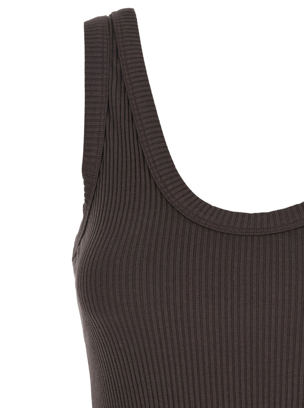 Shop Tela Brown Sleeveless Top With Round Neck And Ribbed Knit In Cotton Blend Woman