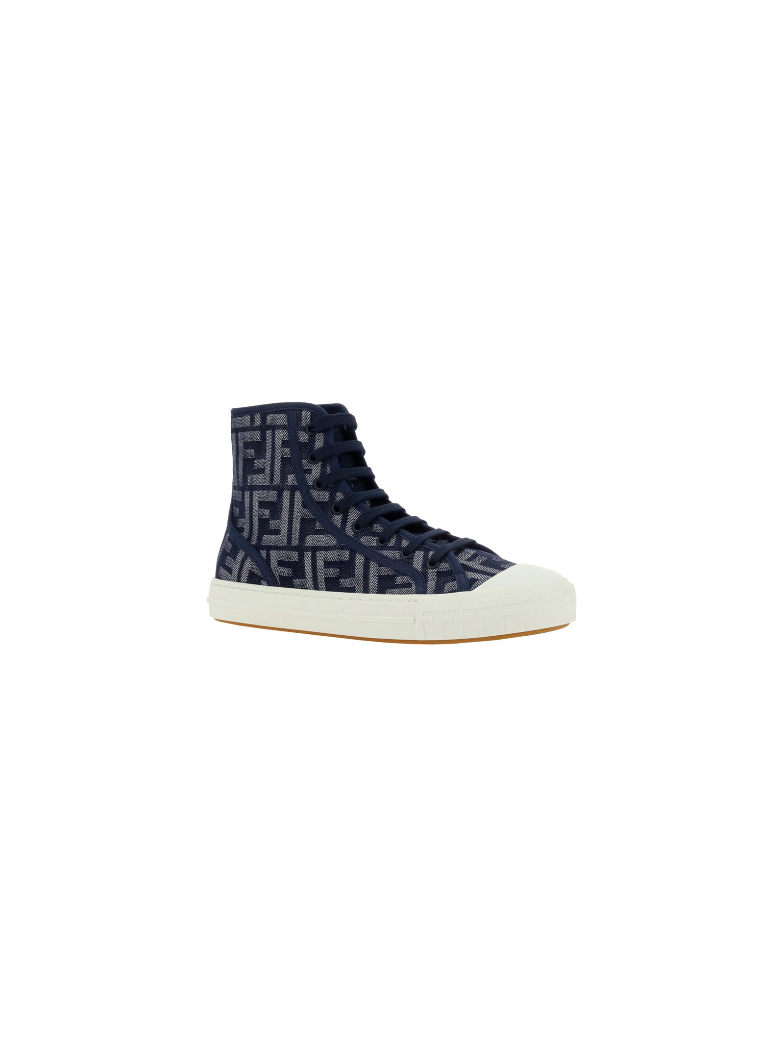 navy blue and white suede FF monogram-print low-top sneakers FENDI  7E1553-AM5H F0RBB - Nida