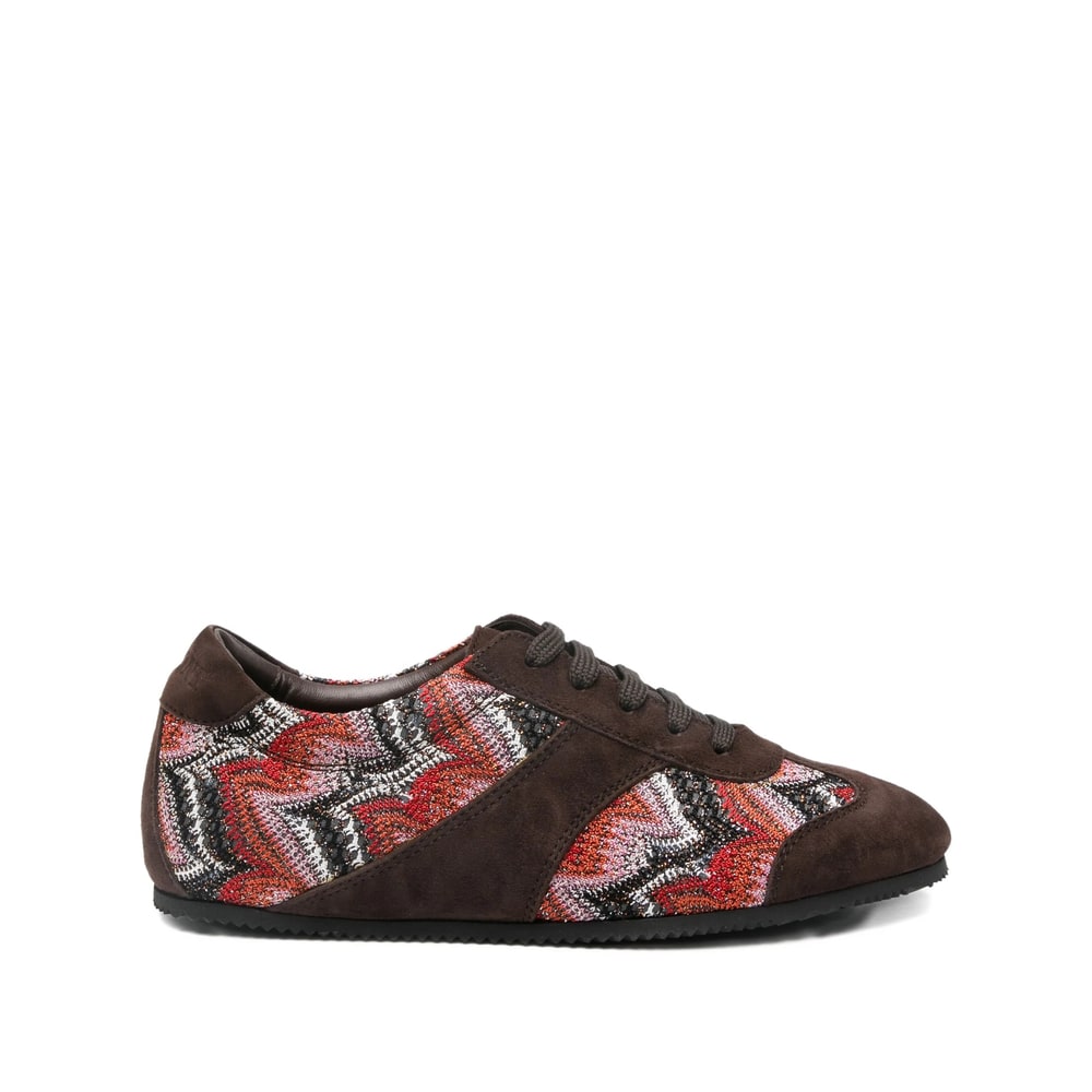 Missoni Lame-trimmed Suede Sneakers In Brown