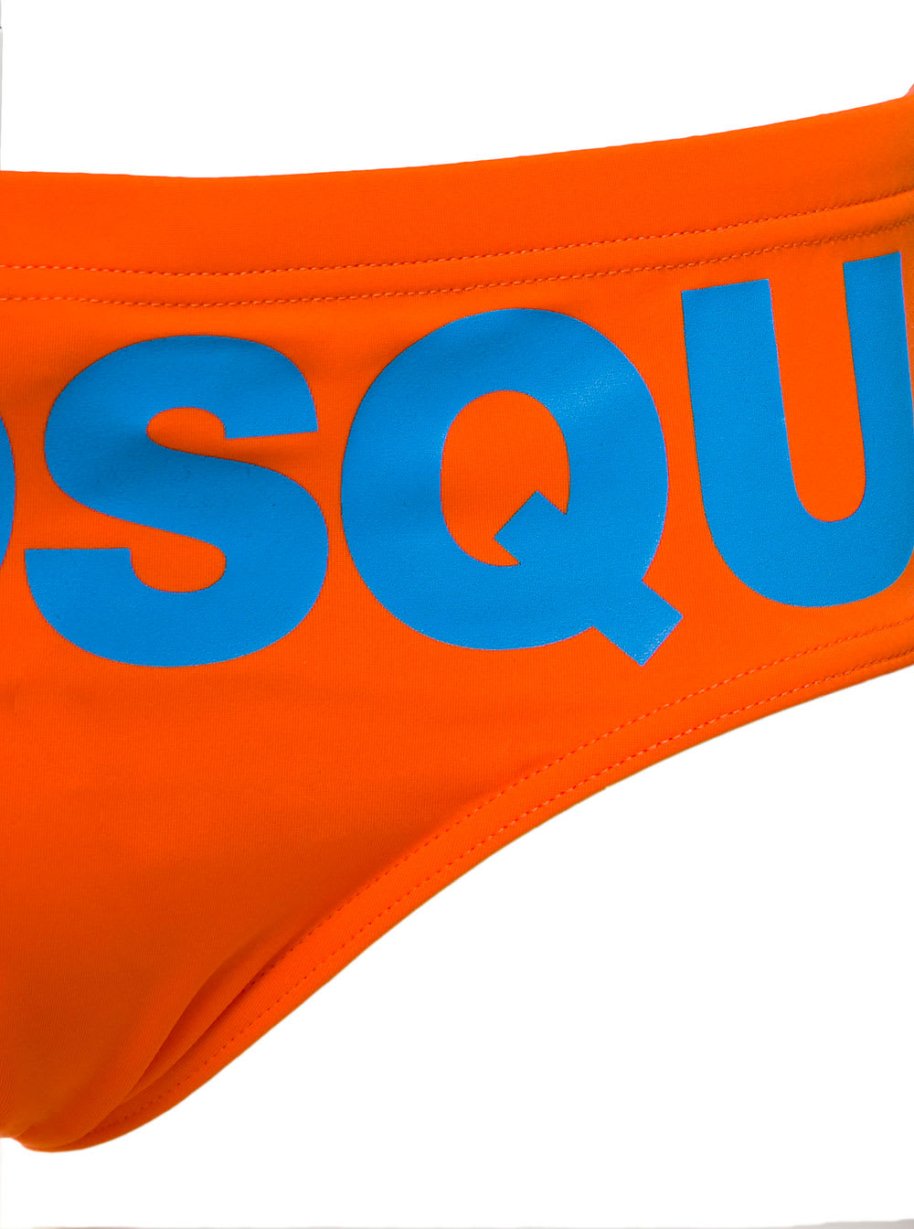 Shop Dsquared2 Orange Swim Briefs With Printed Logo In Polyamide Man